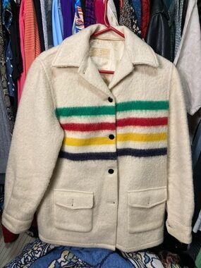 Vintage Hudson’s Bay company Pointe wool stripe coat
